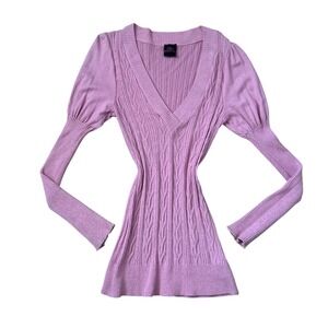 VTG Bebe Pink knit babydoll sweater dress puff longsleeve Y2k baddie large